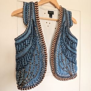 Scotch & Soda | Maison Scotch Blue Denim Embellished Embroidered Vest | Size 1